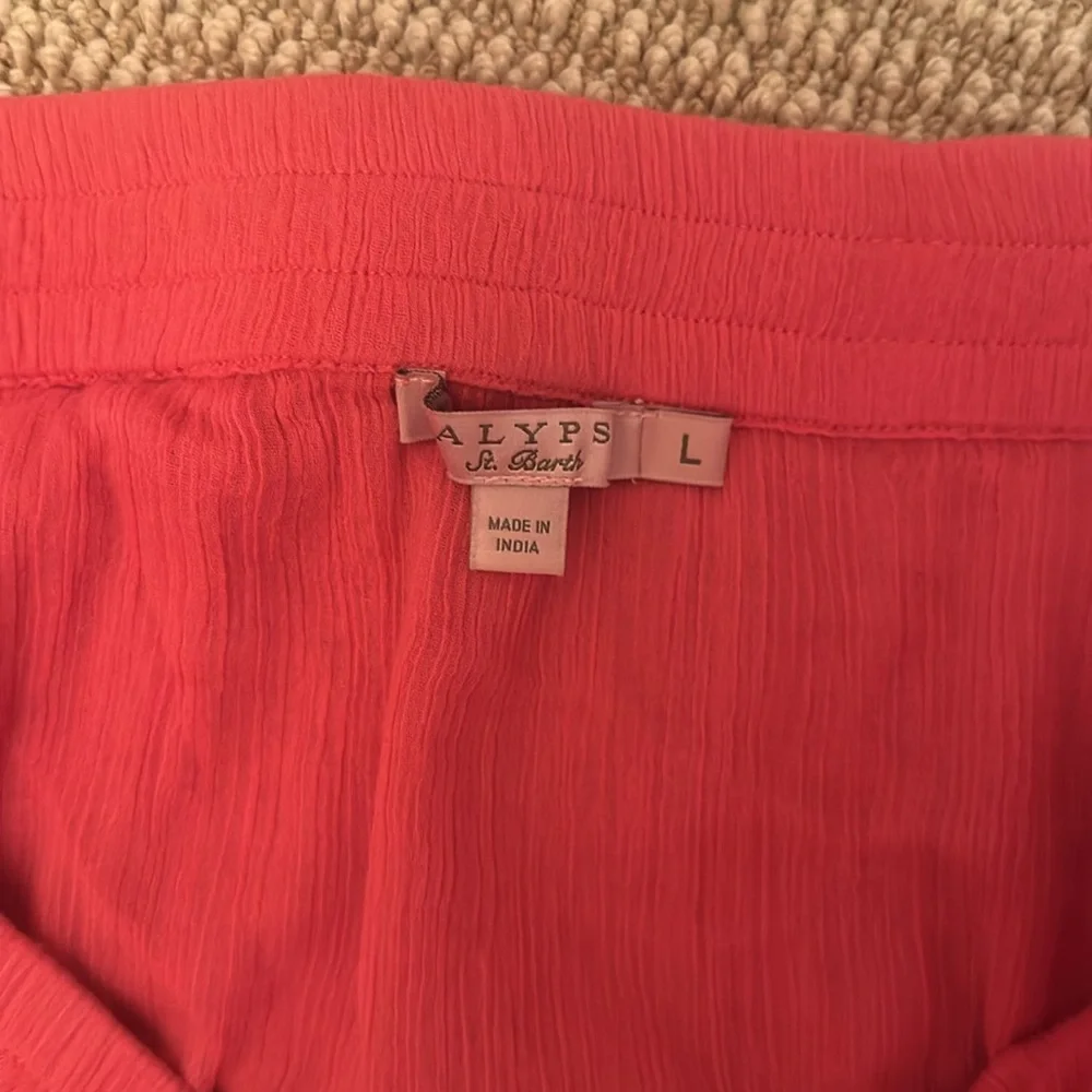Calypso St Barth Coral Pom-Pom Tiered Skirt Large cotton $395 - Picture 4 of 11